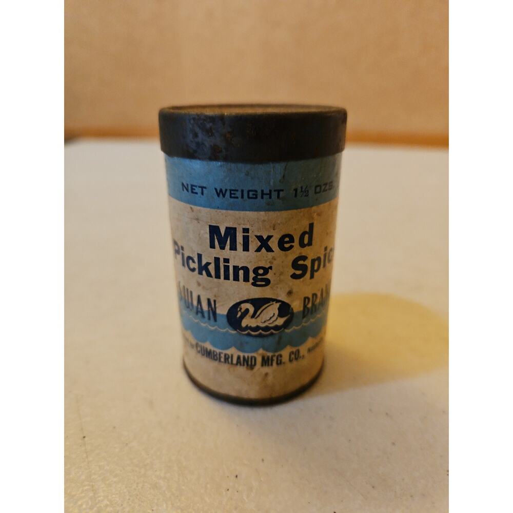 Vintage Swan Brand Mixed Pickling Spice Tin Farmhouse Cottagecore Decor
